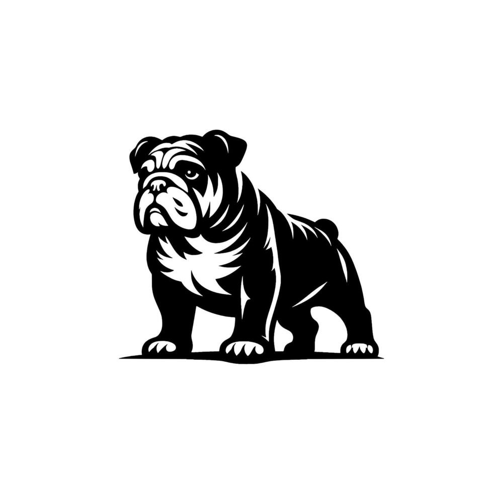 Bulldog dog illustration. Hand drawn line style bulldog dog isolated on white background vector
