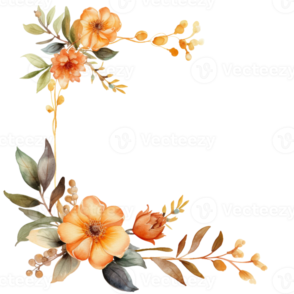 Watercolor Flowers Frame png