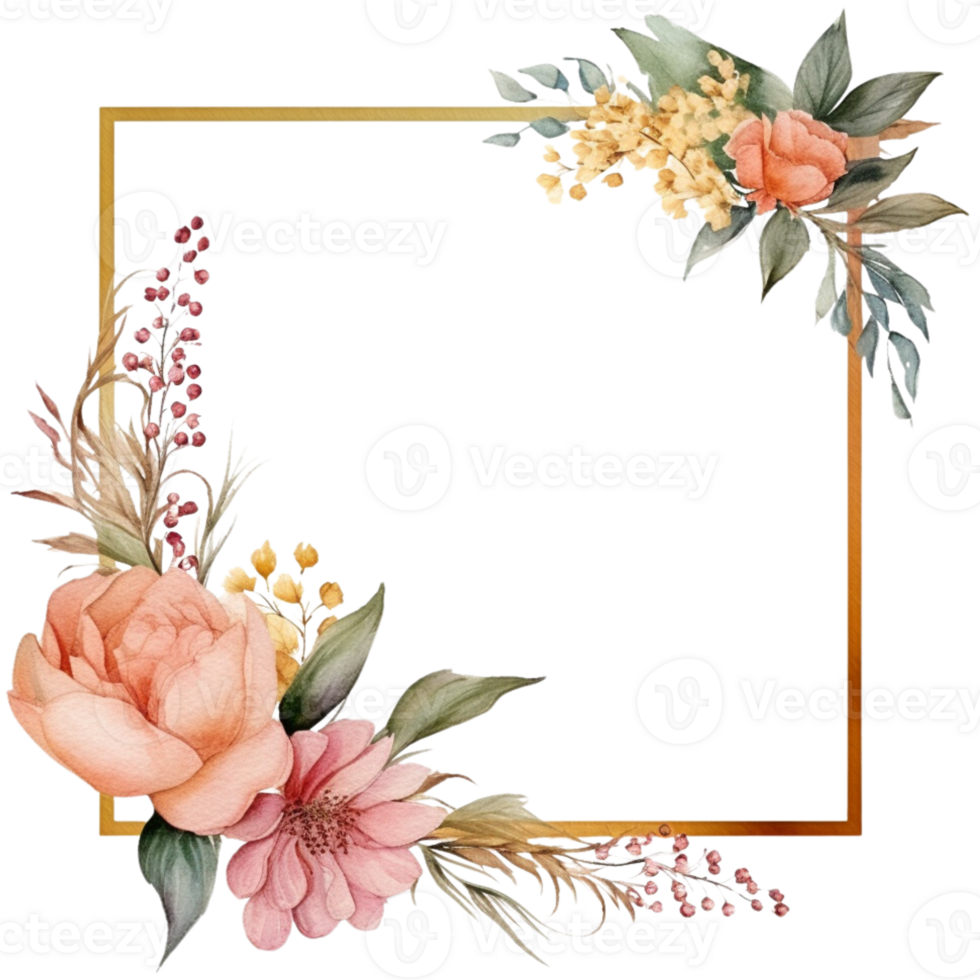 Watercolor Flowers Frame png