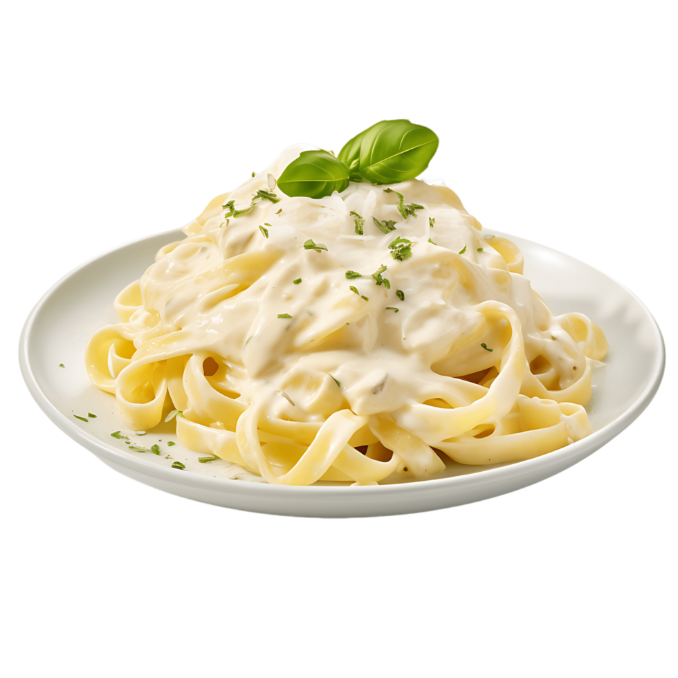 Savory Pasta Perfection Creamy Alfredo with Shaved Parmesan png