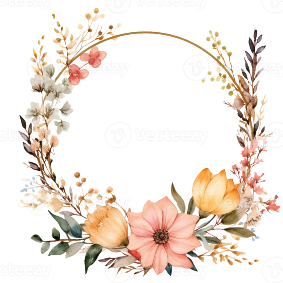 Watercolor Flowers Frame png