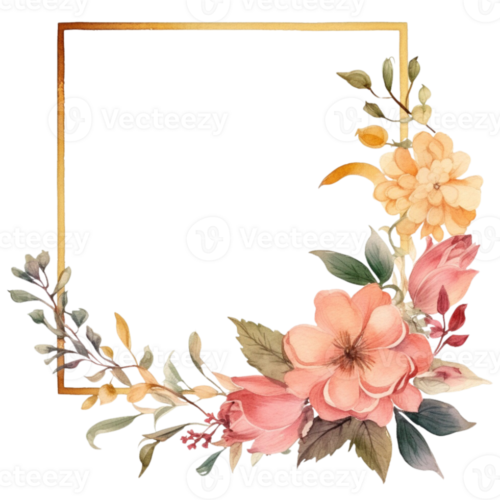 Watercolor Flowers Frame png