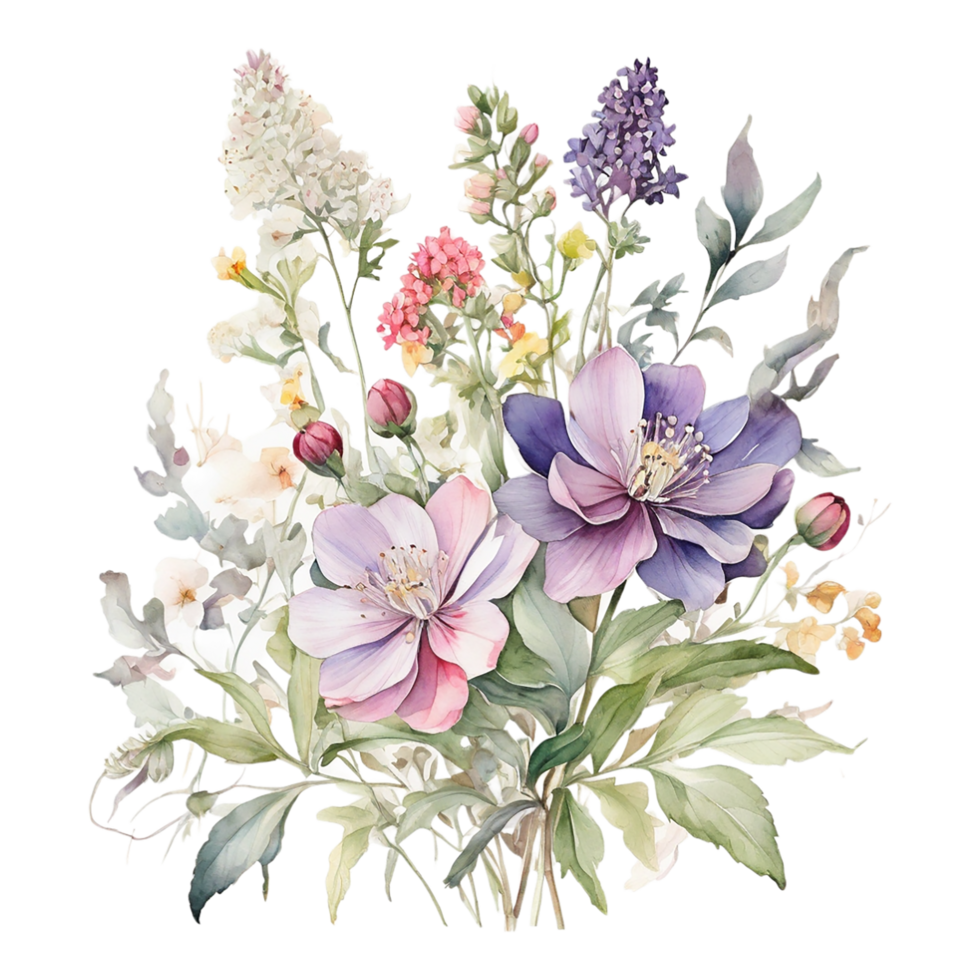 Watercolor Bouquet flower, Watercolor Bouquet flower Design png