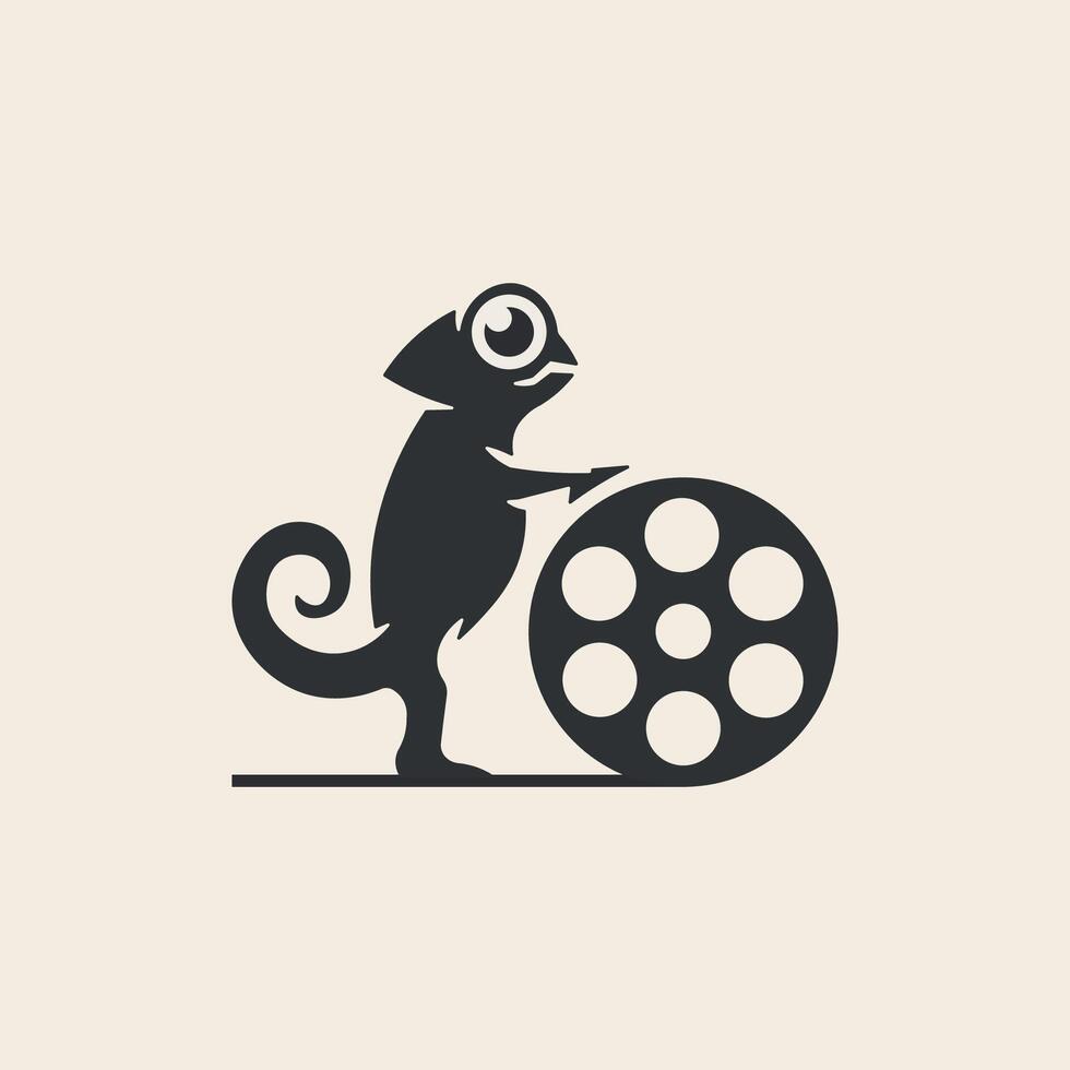Illustration of chameleon filmmaker logo vector