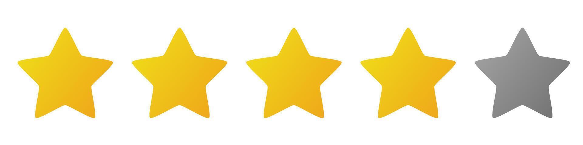 Five stars icon with yellow gradation and grey gradation for web app or mobile app vector