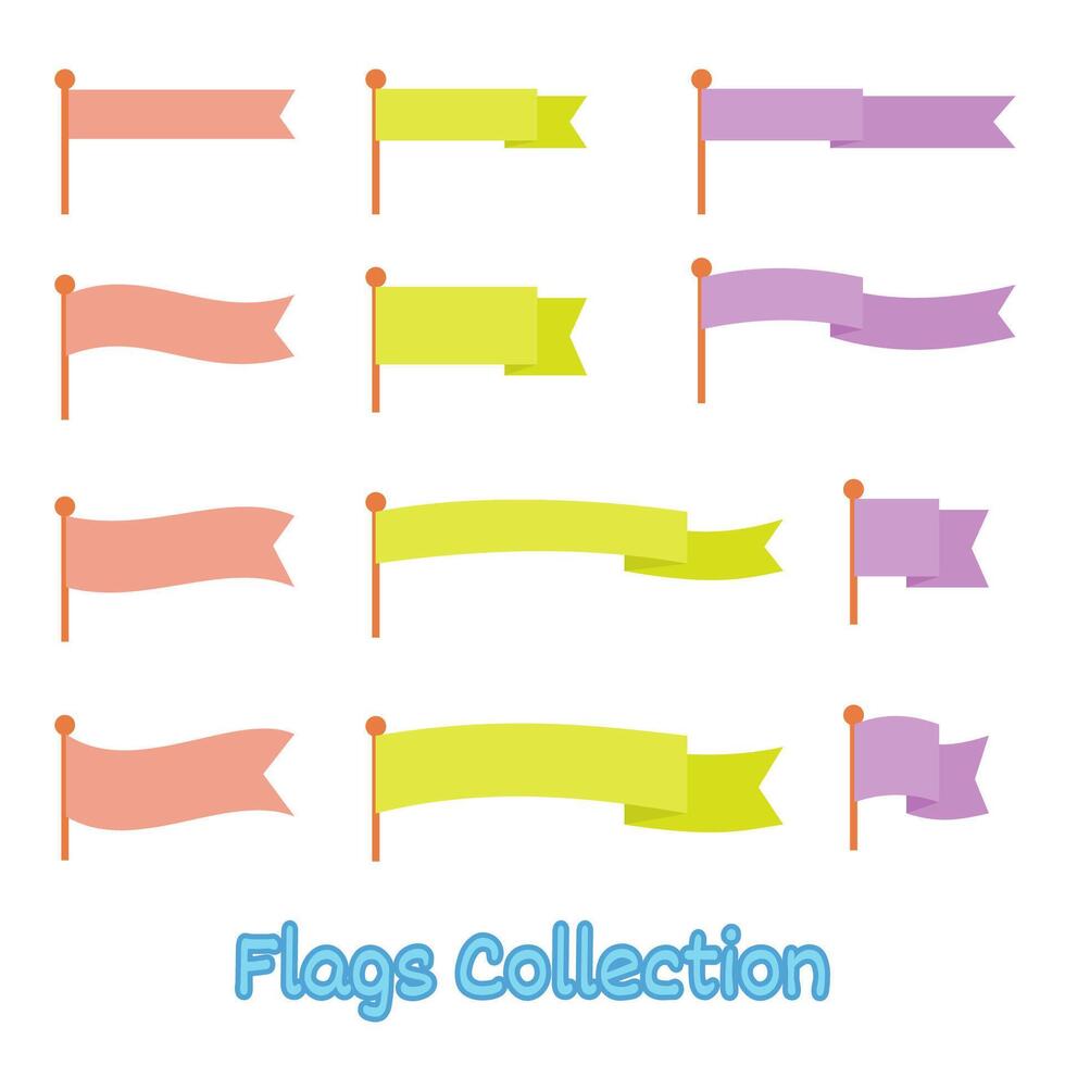 Set of simple flag hand drawn frames. Flags collection in flat style design with copy space. vector