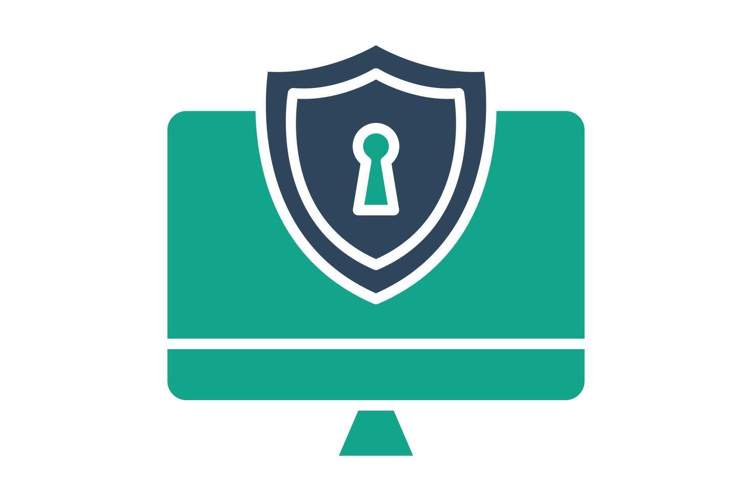 computer security icon. computer with antivirus. icon related to information technology. solid icon style. technology element illustration vector