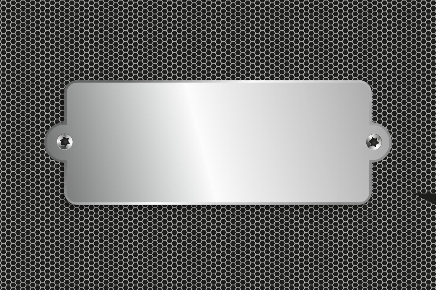 3d Name Engraving silver plate, Polished blank steel metal plate on Dark grid background steel metal texture surface vector