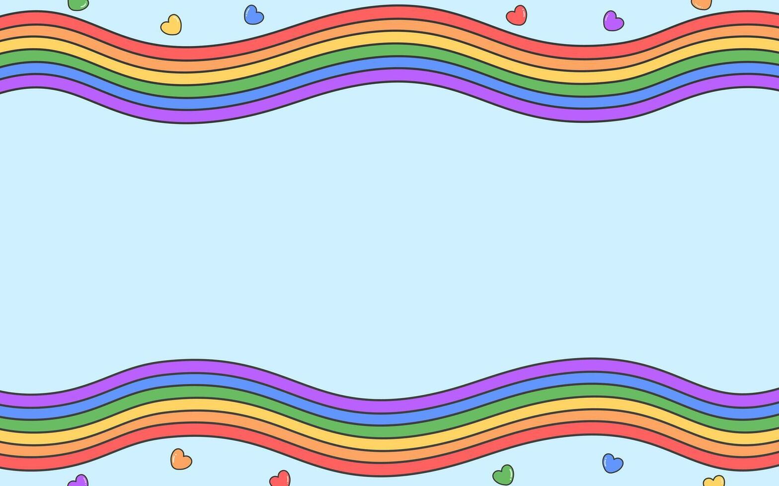 Rainbow colorful background with hearts for pride month concept, minimal, flat icon design vector