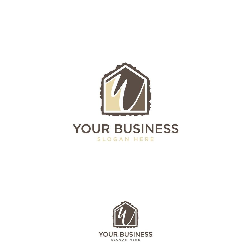 Abstract initial letter W and House logo applied vector