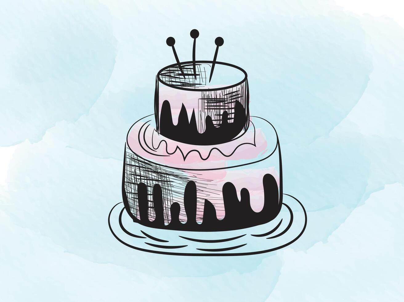 Hand drawn birthday cake outline vector