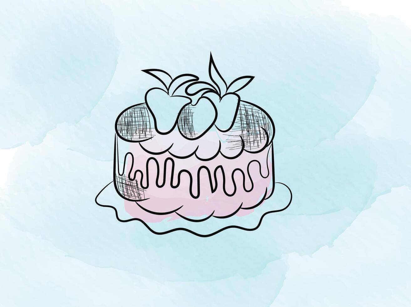 Hand drawn birthday cake outline vector