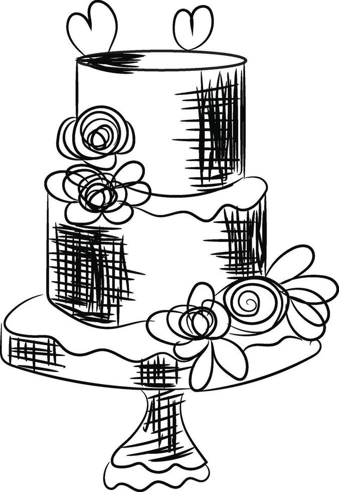 Hand drawn birthday cake outline vector