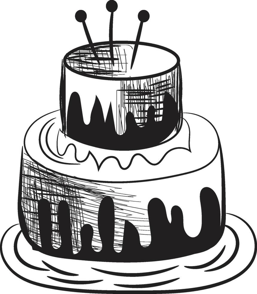 Hand drawn birthday cake outline vector