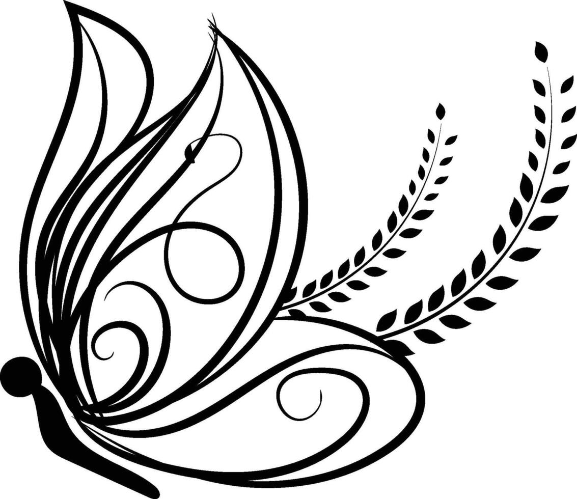 Butterfly outline with linear flat details collection vector
