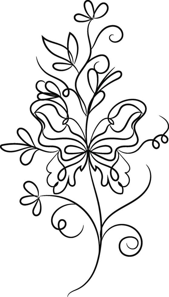 Butterfly outline with linear flat details collection vector