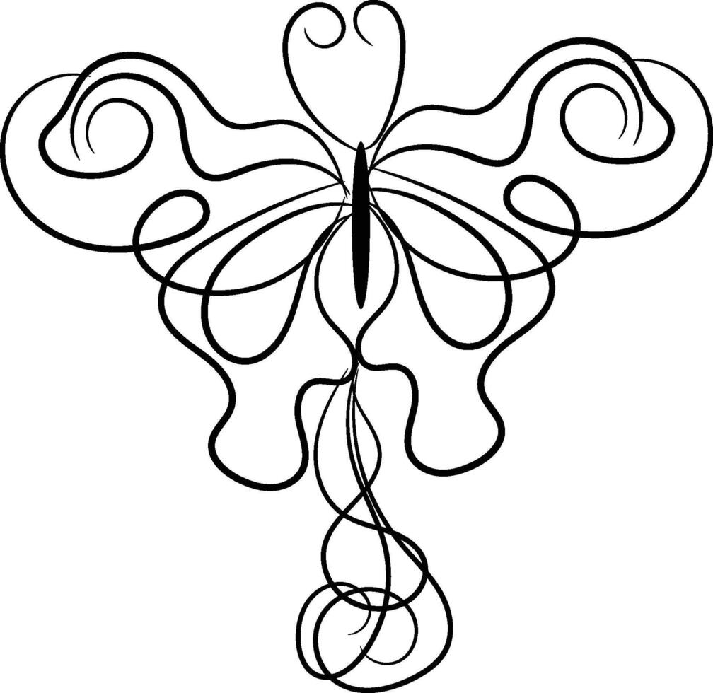 mariposa contorno con lineal plano detalles colección vector
