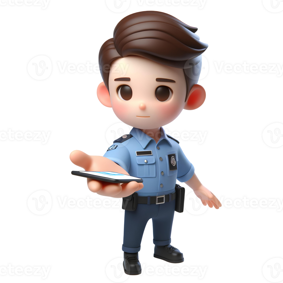 Cop character isolated on transparent background png