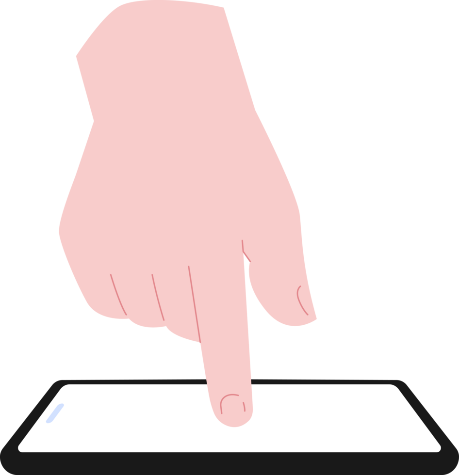 Simple flat Hand finger touch smartphone illustration png