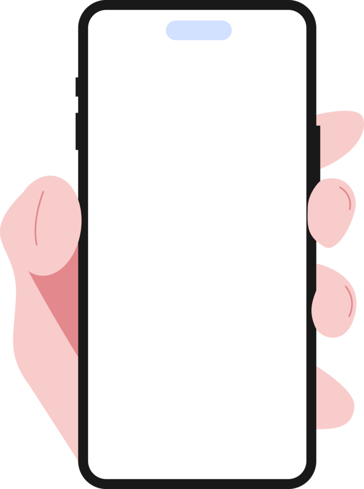 Simple flat Hand Holding Phone mockup illustration png