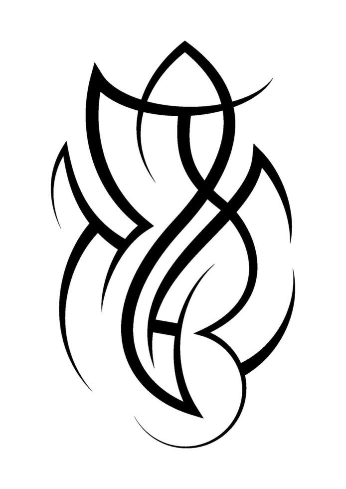 Neo abstract tribal tattoo. Black shoulder tattoo. Cyber sigilism style hand drawn ornament. Celtic gothic body ornament shapes. Maori ethnic element isolated on white backdrop. Sketch art design vector