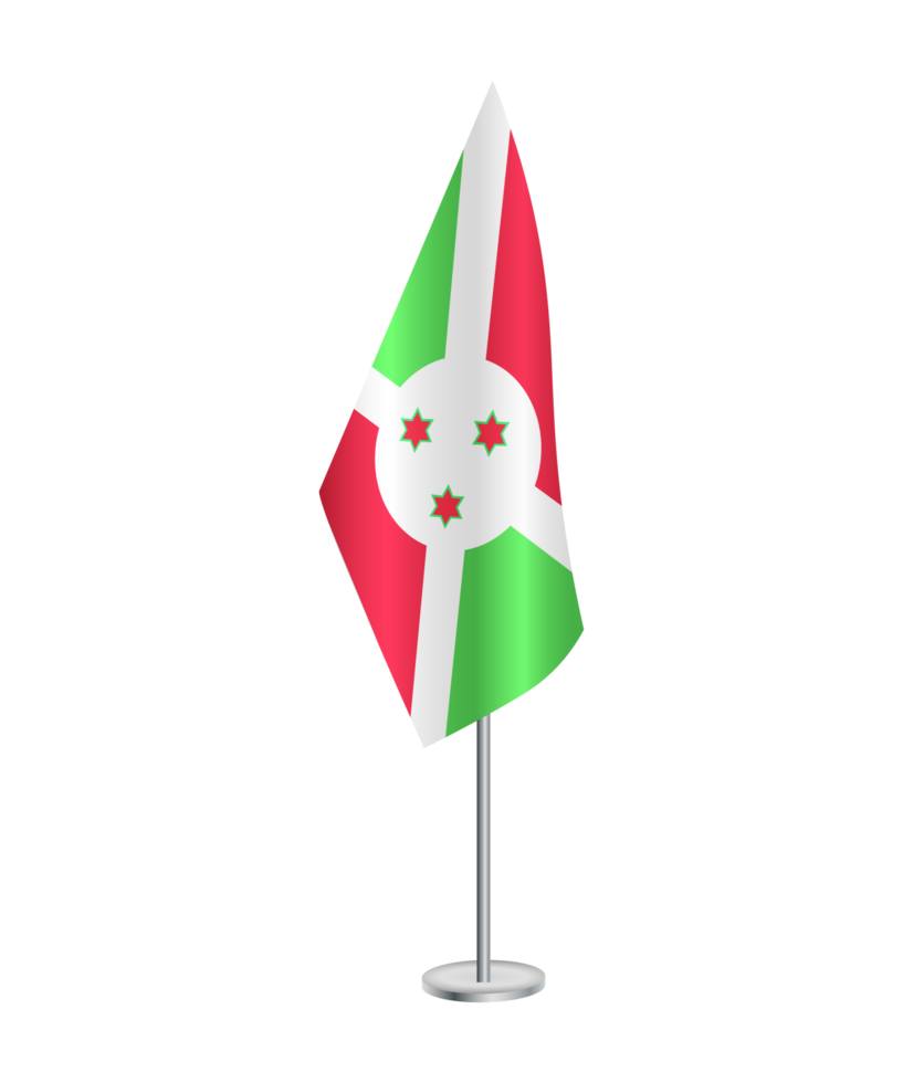 Flag of Burundi with silver pole png