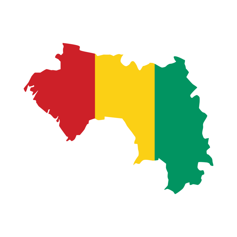 Map of Guinea with flag.Flag map of Guinea png