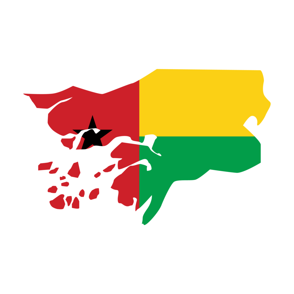Map of Guinea Bissau with flag.Flag map of Guinea Bissau png
