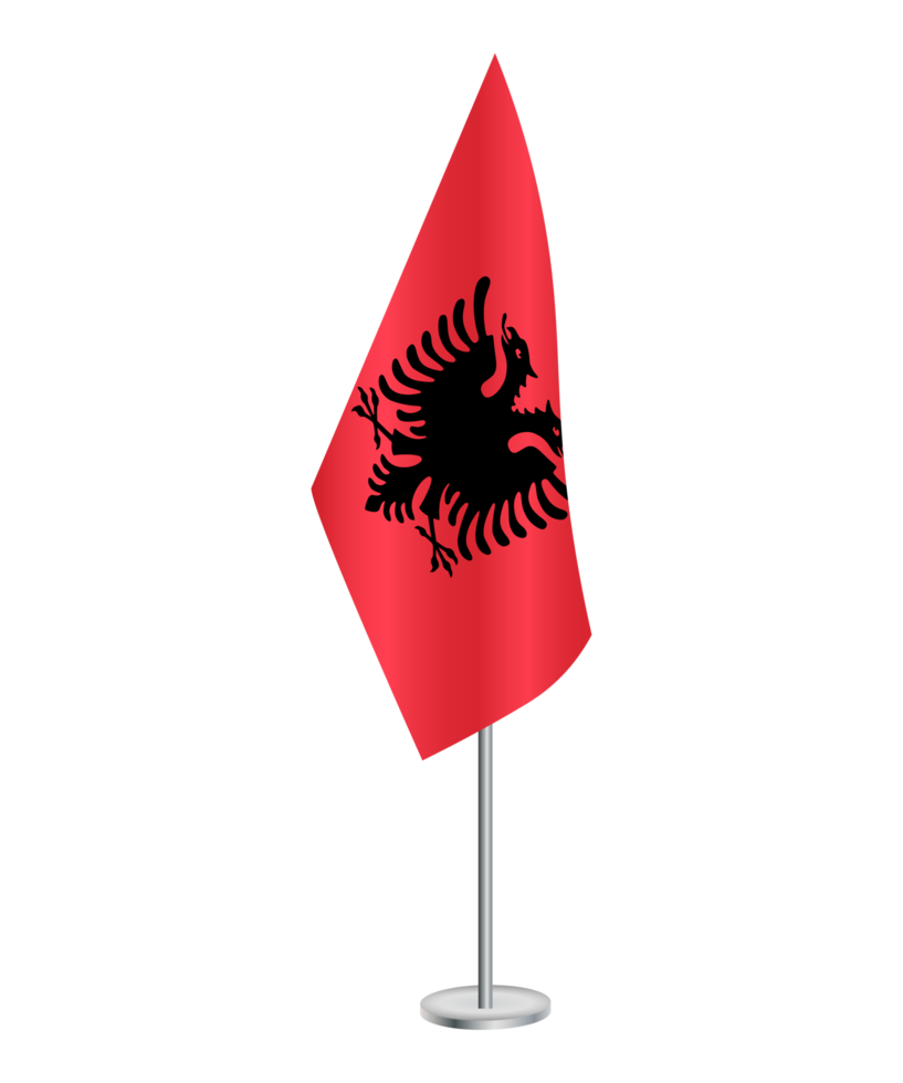 Flag of Albania with silver pole png