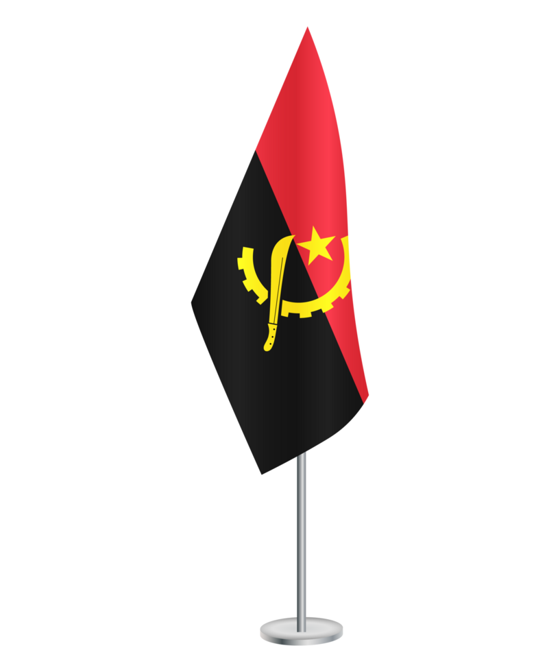 Flag of Angola with silver pole png