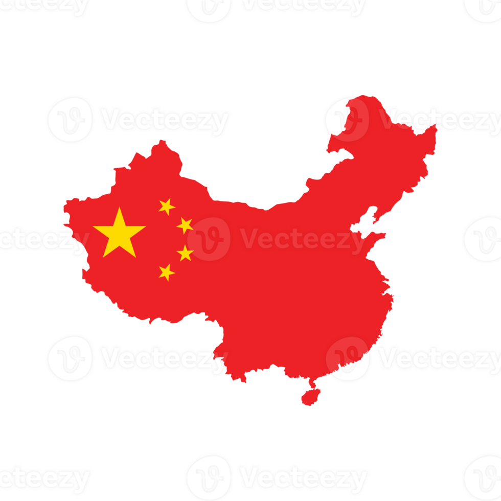 Map of China with flag.Flag map of China png