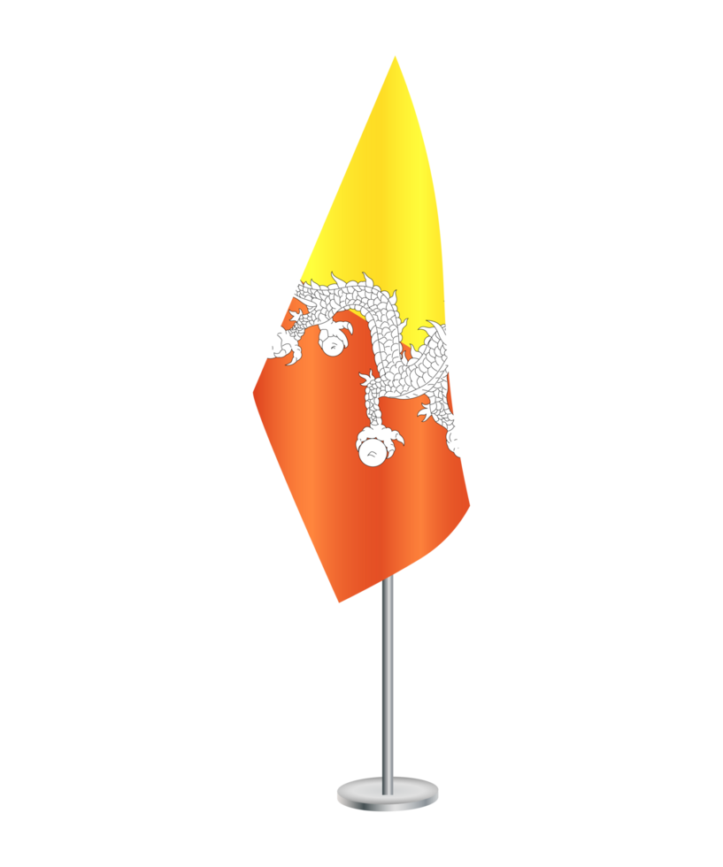 Flag of Bhutan with silver pole png