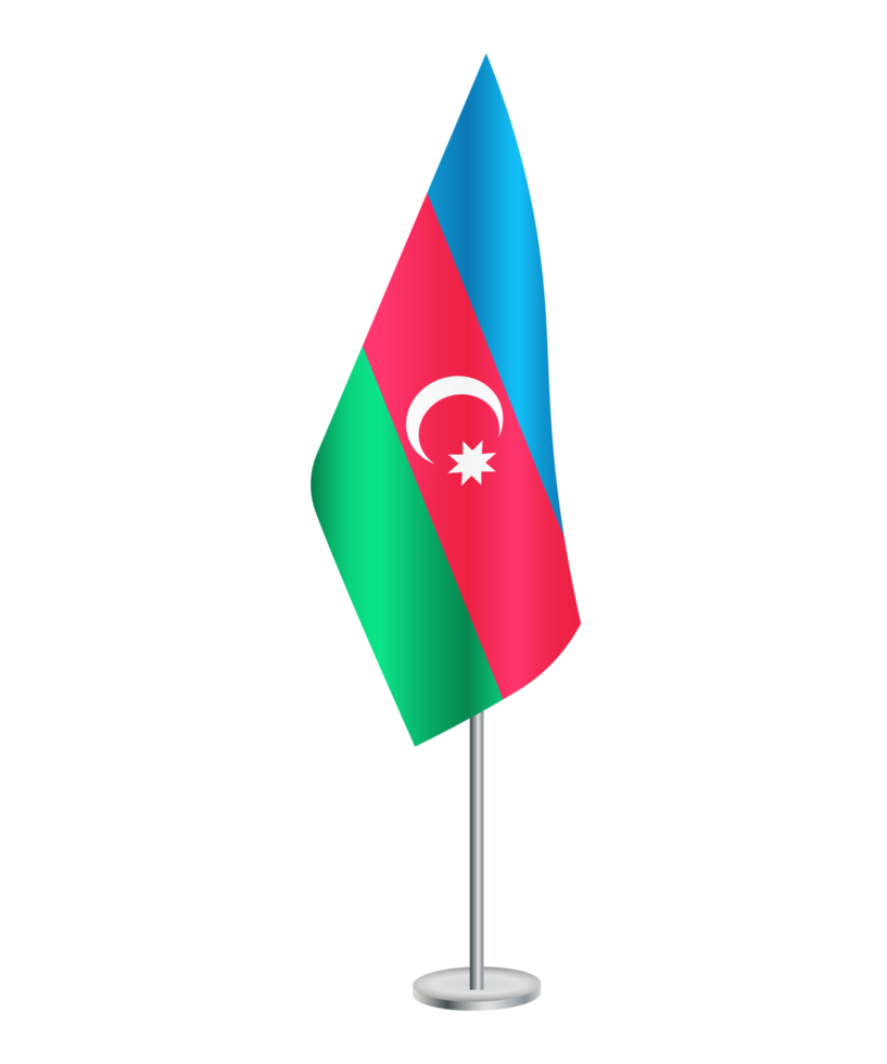 Flag of Azerbaijan with silver pole png