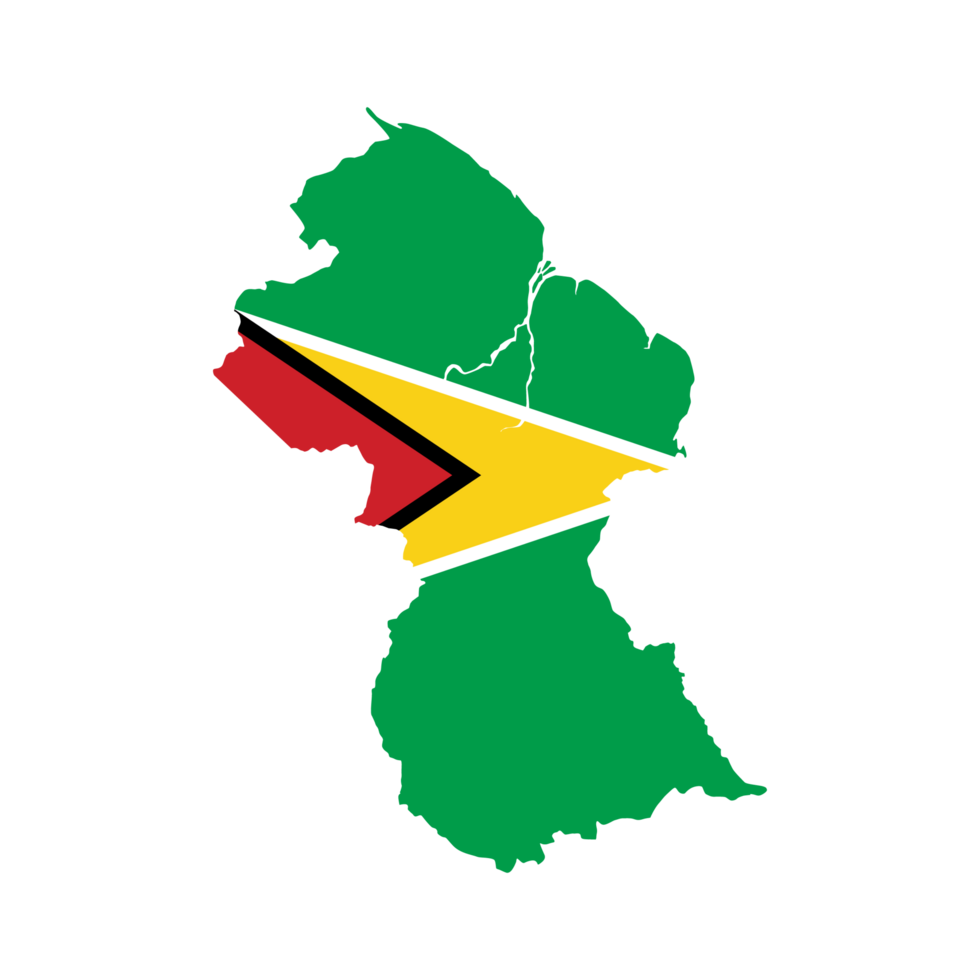 Map of Guyana with flag.Flag map of Guyana png