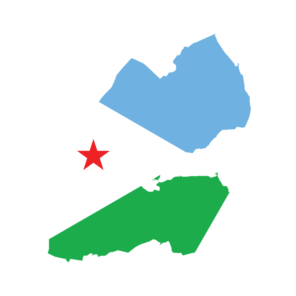 Map of Djibouti with flag.Flag map of Djibouti png