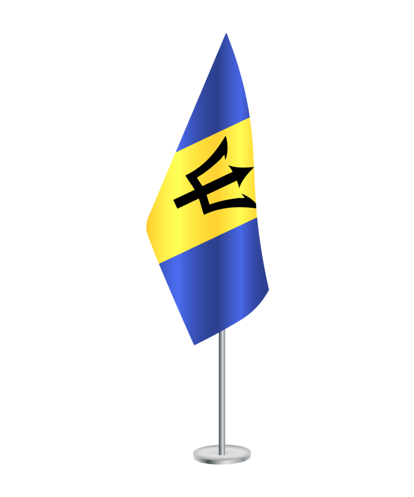 Flag of Barbados with silver pole png