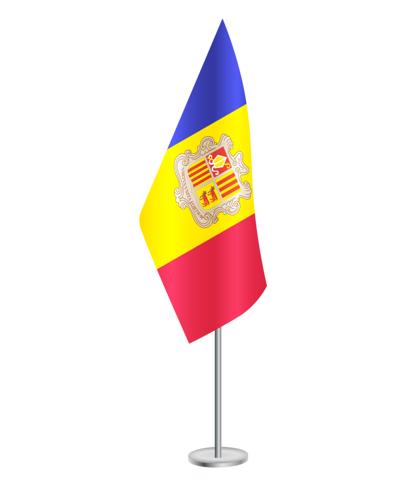 Flag of Andorra with silver pole png