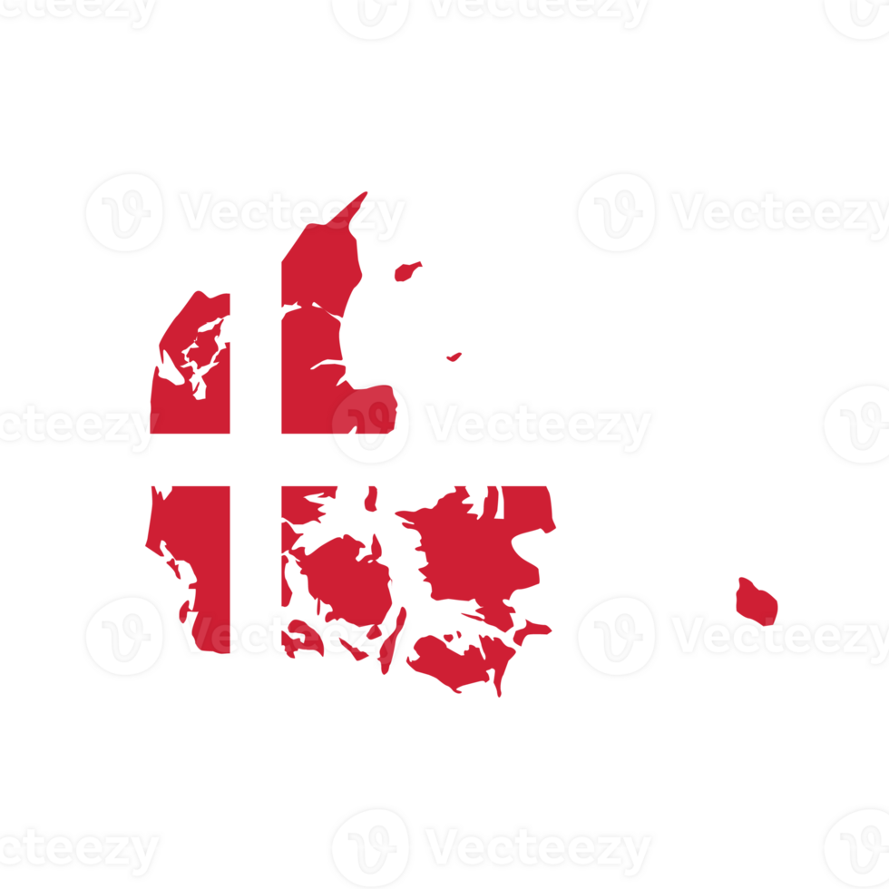 Map of Denmark with flag.Flag map of Denmark png