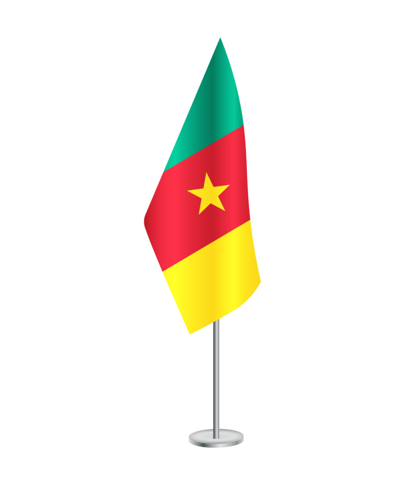 Flag of Cameroon with silver pole png