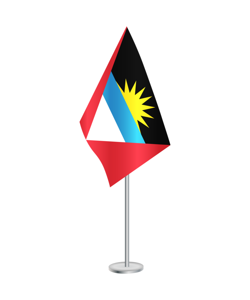 Flag of Antigua and Barbuda with silver pole png