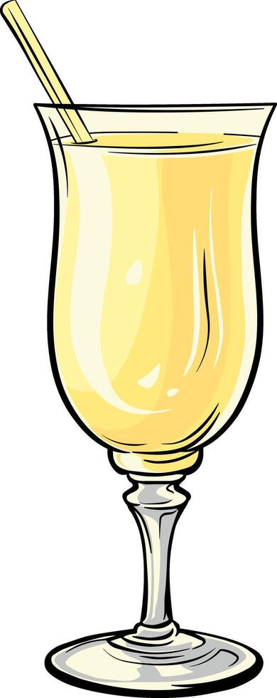 glass with juice and straw without background vector