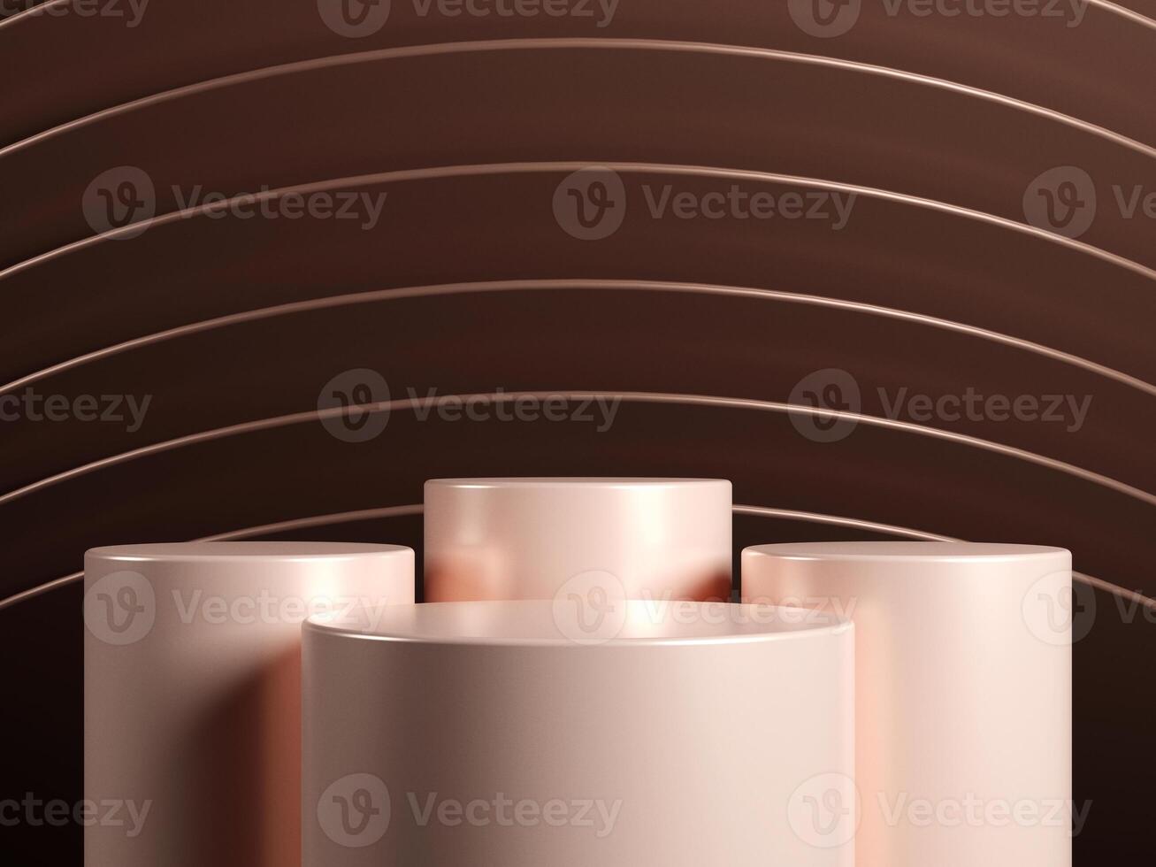 3d display product minimal scene with geometric podium platform in brown background. cylinder background 3d rendering with podium. stand for cosmetic products. Stage showcase on pedestal studio photo