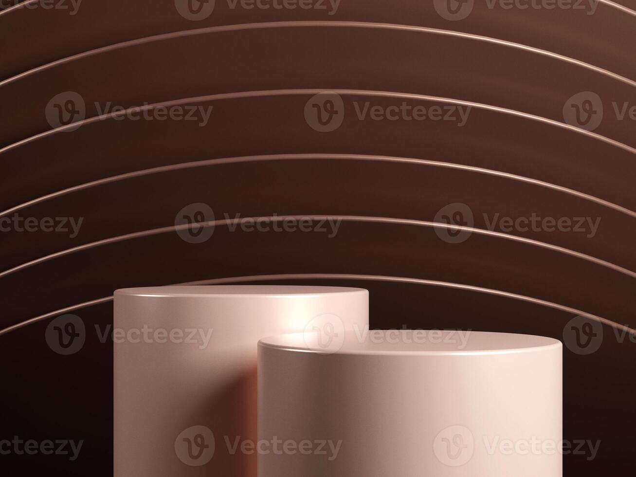 3d display product minimal scene with geometric podium platform in brown background. cylinder background 3d rendering with podium. stand for cosmetic products. Stage showcase on pedestal studio photo