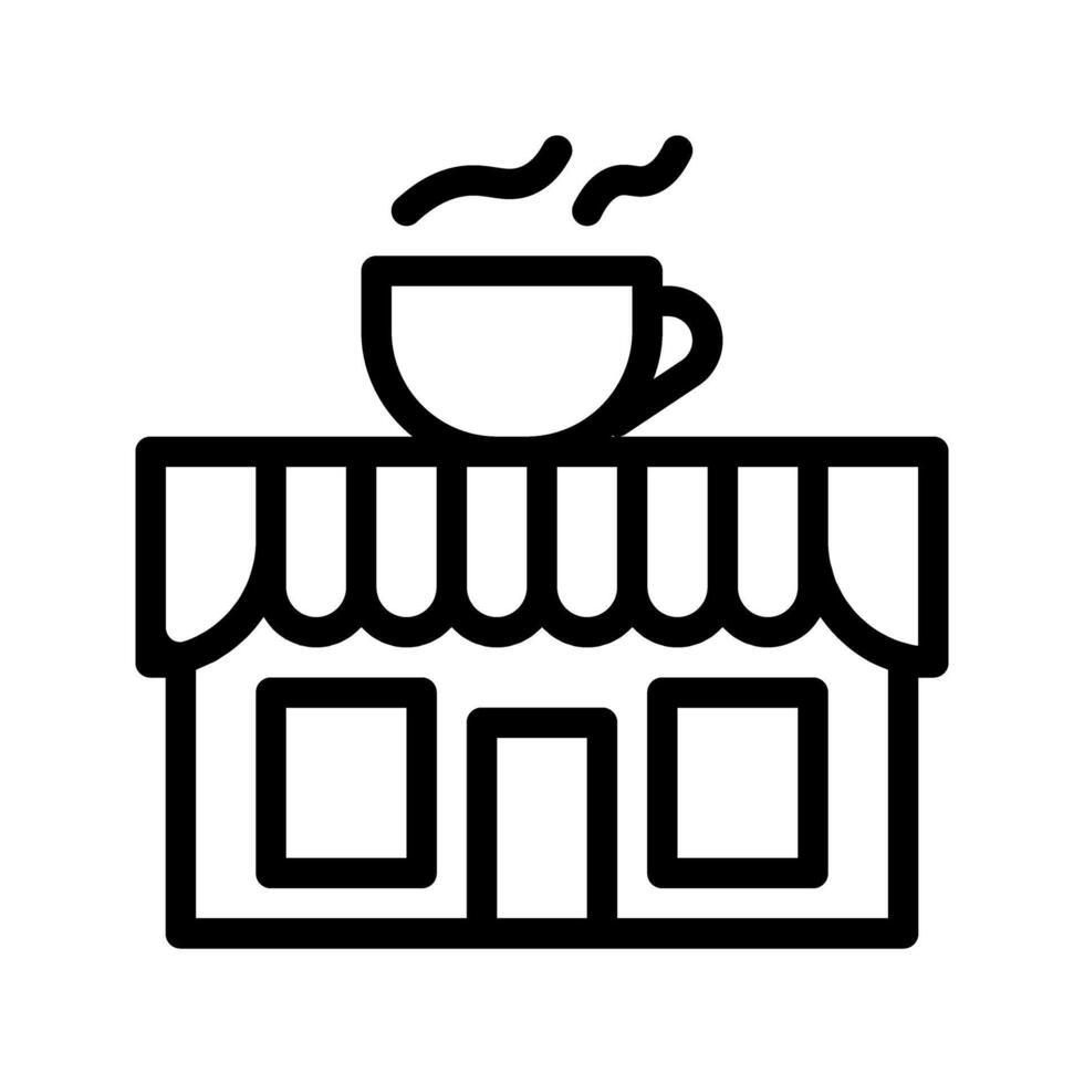 coffee cafe shop icon. drink shop symbol with glass on top of outline graphic design. vector