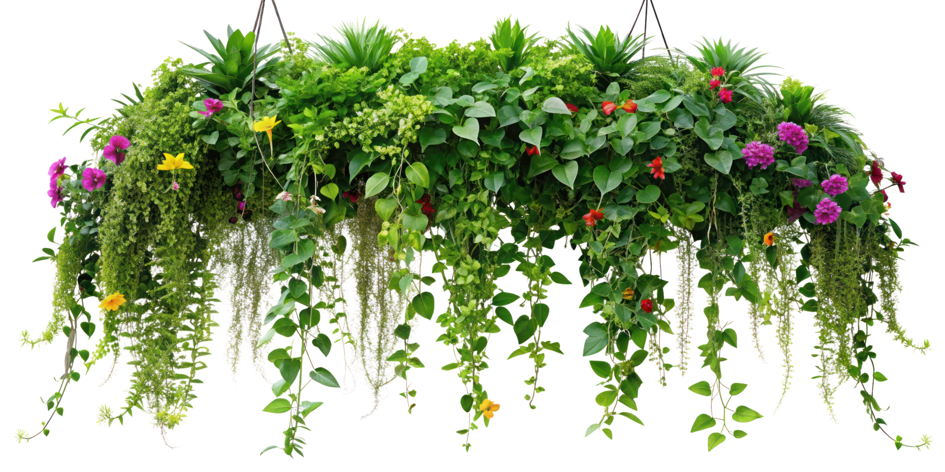 Green vine, creeper or ivy hanging from above or climbing the wall. Ivy isolated on transparent background png