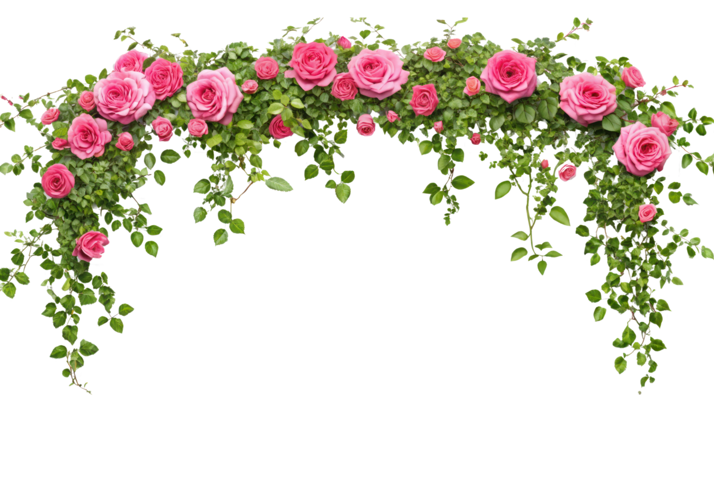 Tropical liana branches, flower and tropical leaves on transparent background, tropical vine hanging ivy plant png