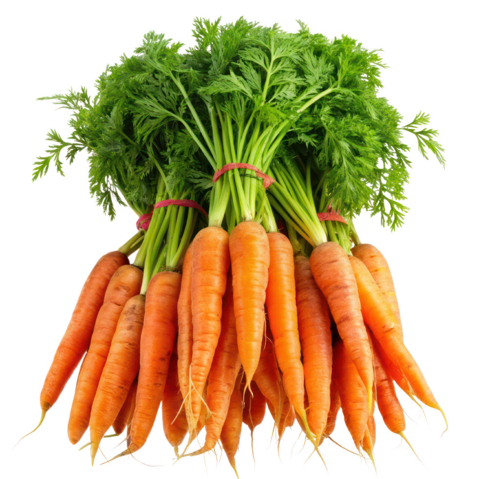 Bunch of Orange Carrots on Transparent Background, Carrot vegetable with leaves isolated png
