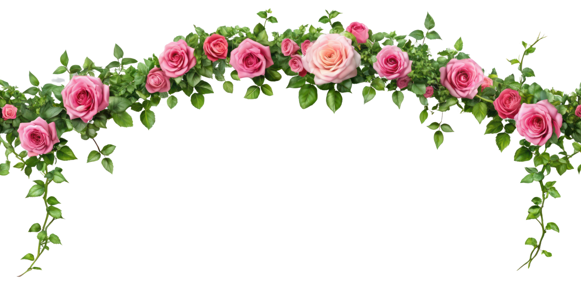 Tropical liana branches, flower and tropical leaves on transparent background, tropical vine hanging ivy plant png