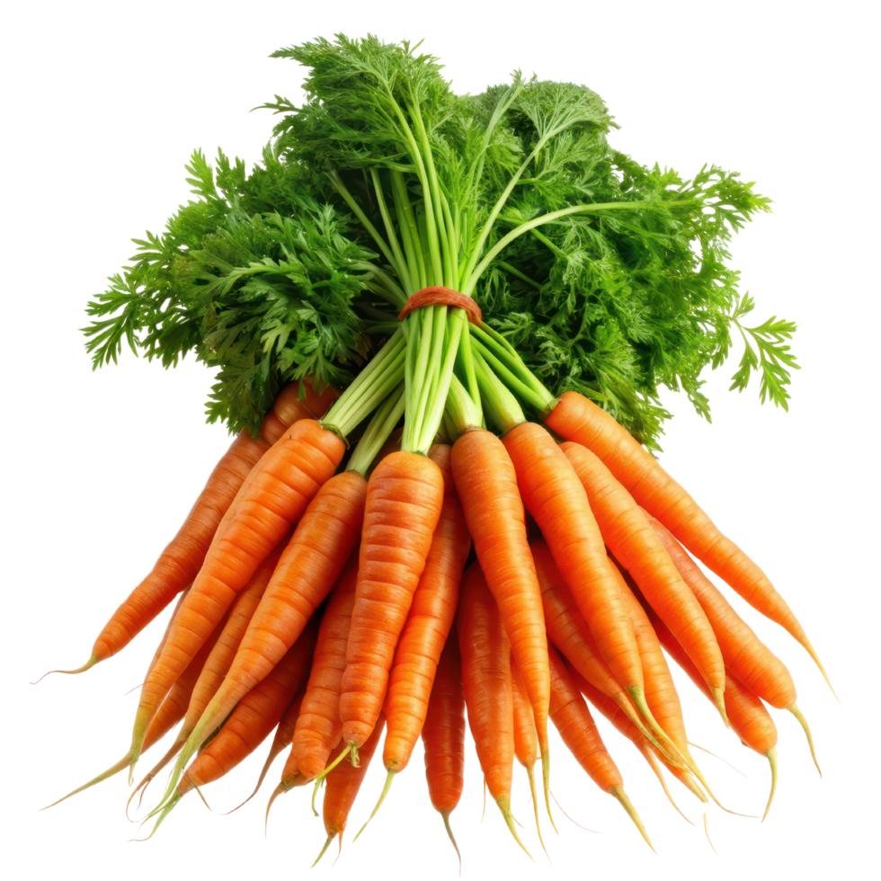 Bunch of Orange Carrots on Transparent Background, Carrot vegetable with leaves isolated png