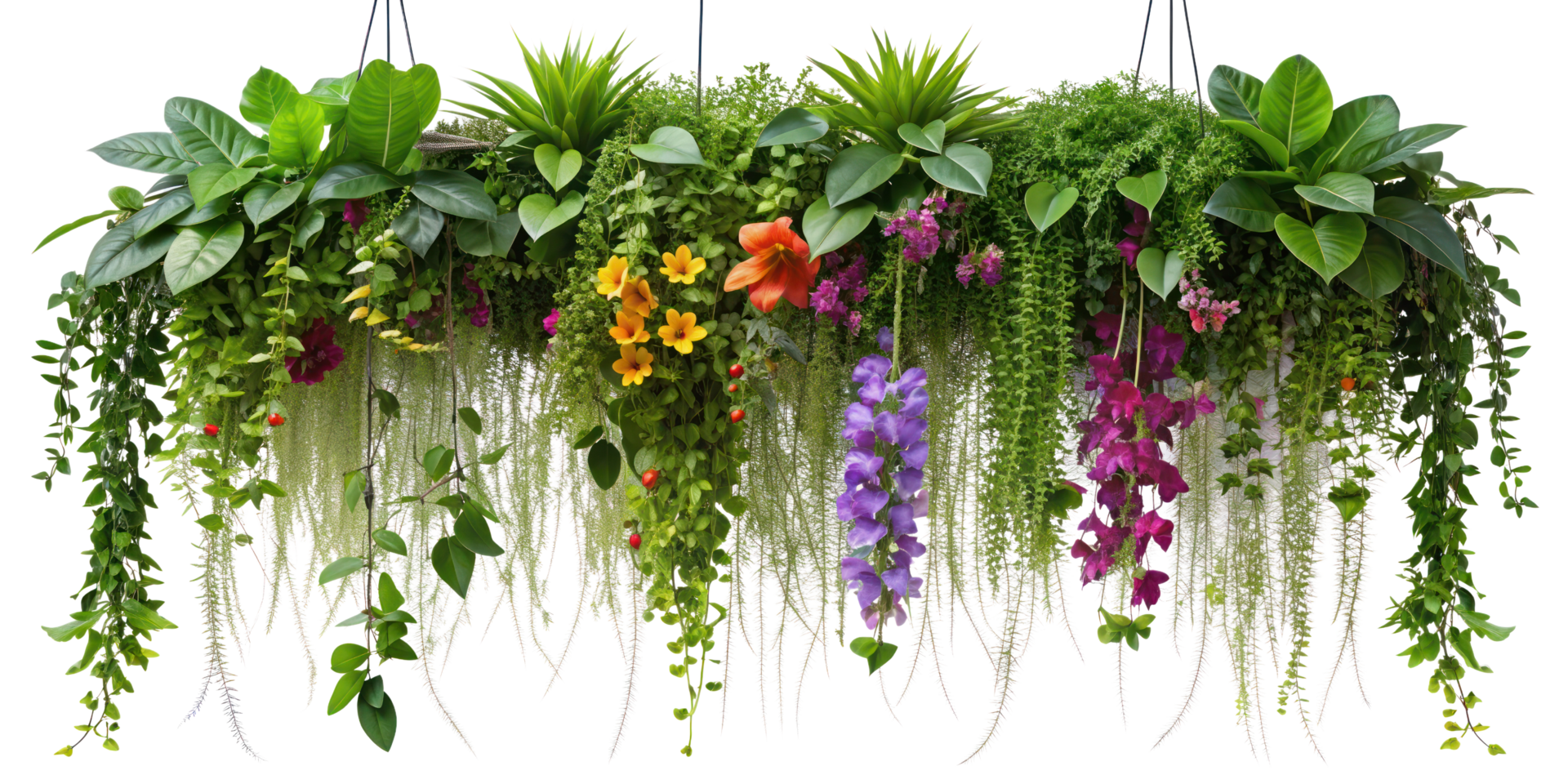 Green vine, creeper or ivy hanging from above or climbing the wall. Ivy isolated on transparent background png